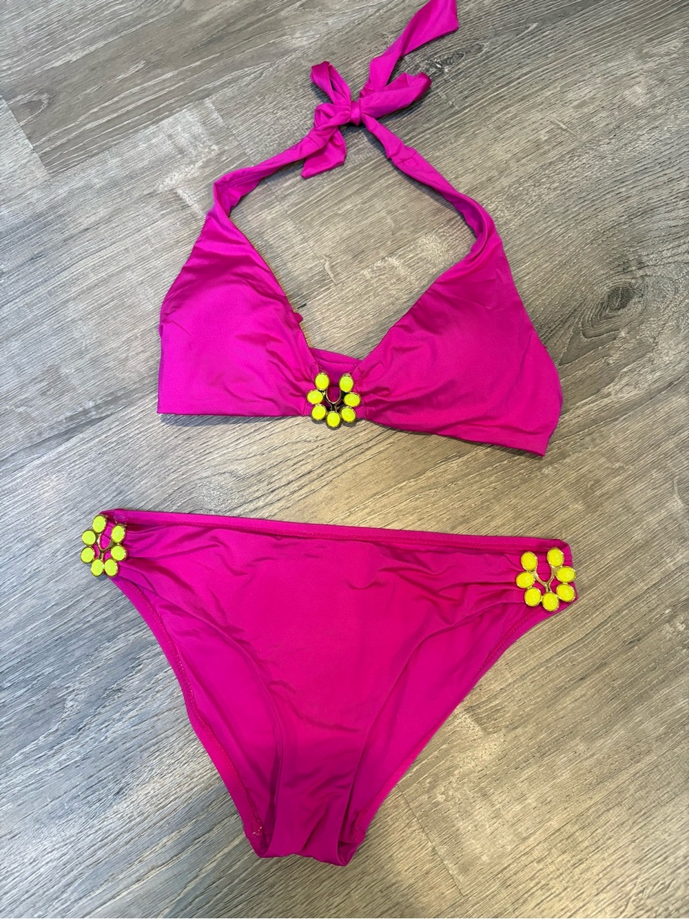 Trina Turk Hot Pink Bijou Halter Top Bikini